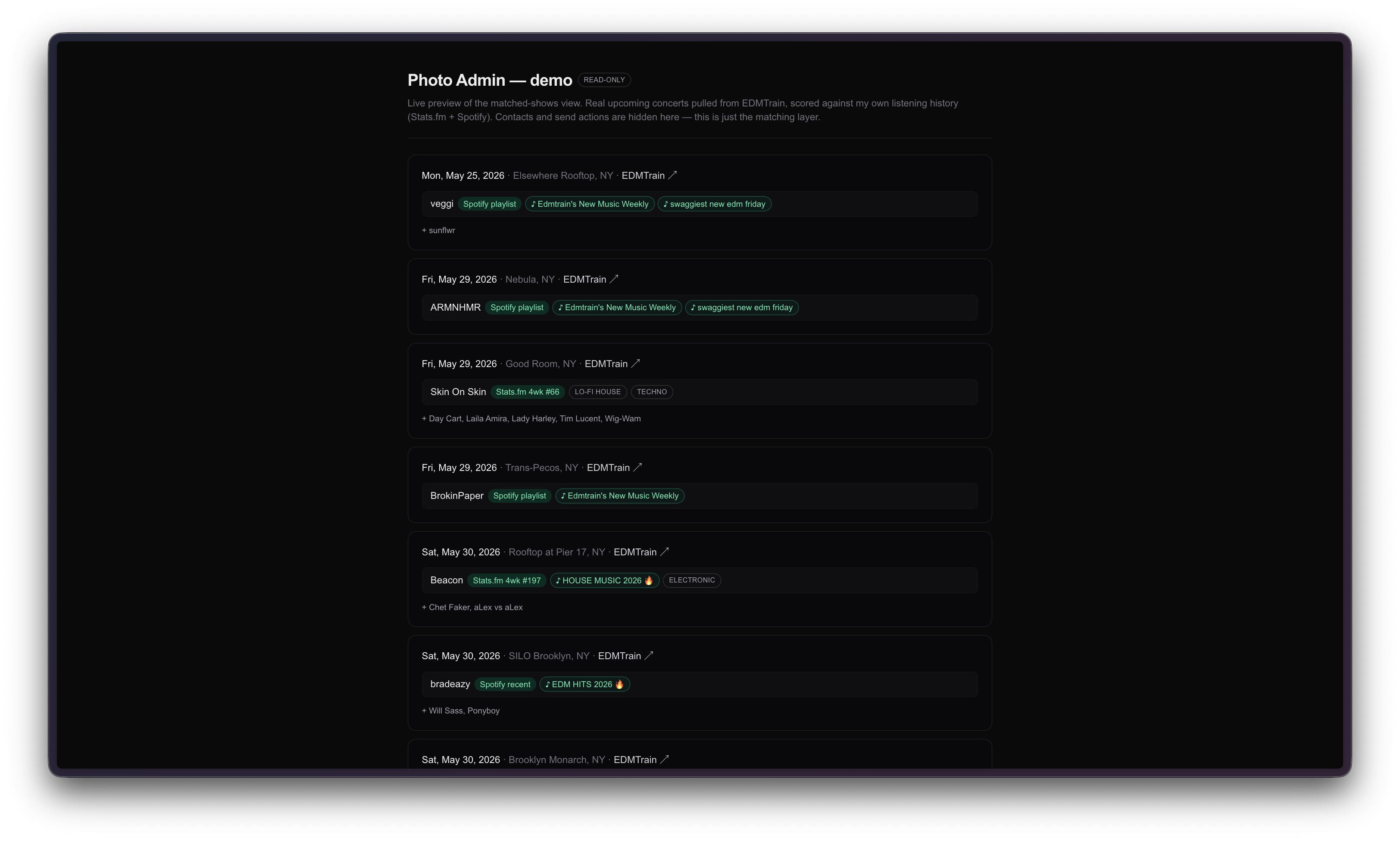 photo admin panel screenshot